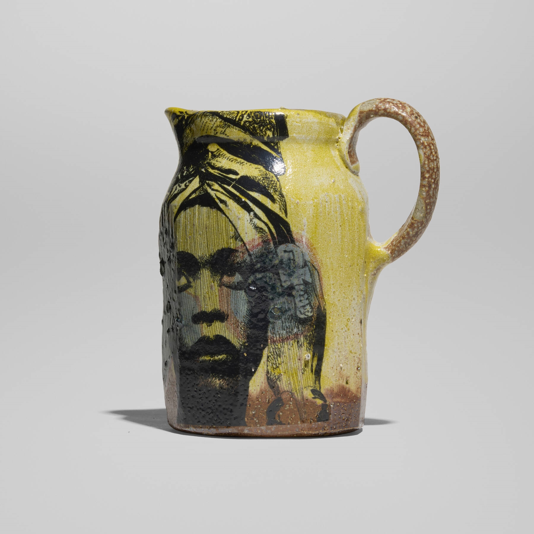 Artwork by Roberto Lugo, Portrait pitcher (Erykah Badu, Made of soda-salt glazed stoneware