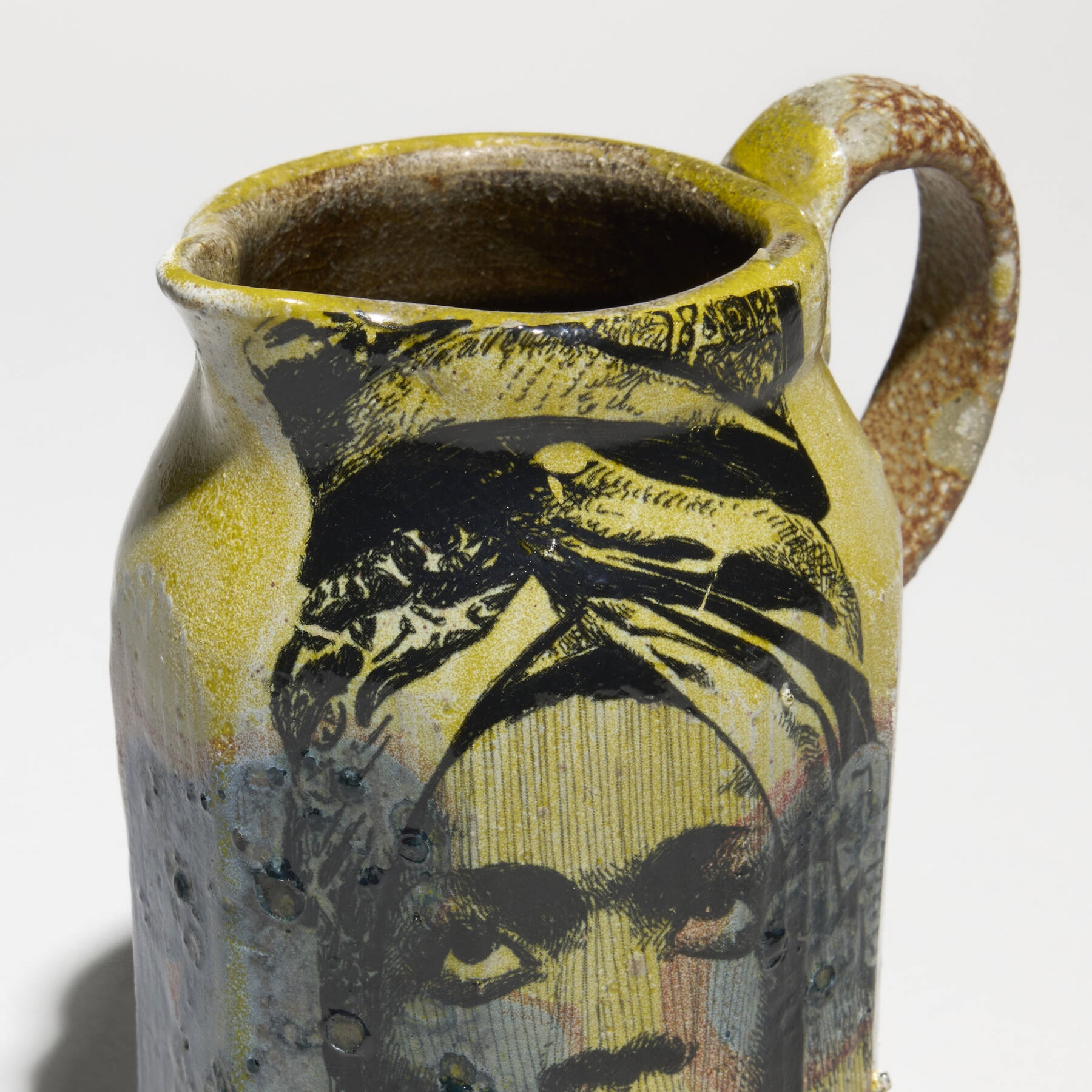Artwork by Roberto Lugo, Portrait pitcher (Erykah Badu, Made of soda-salt glazed stoneware