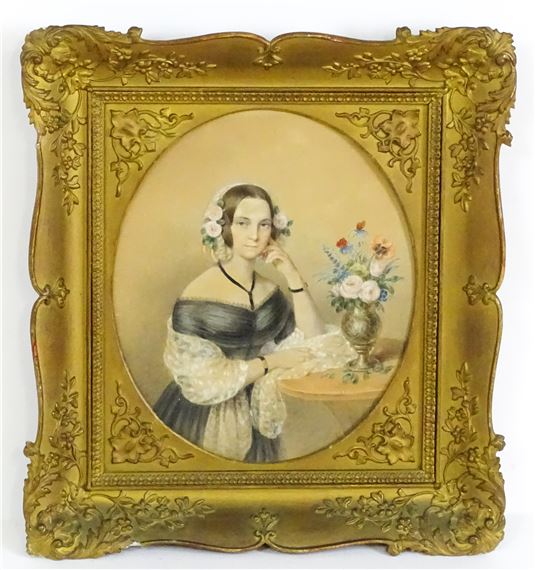Ignaz Rungaldier | A portrait of a young noble lady with flowers in her ...