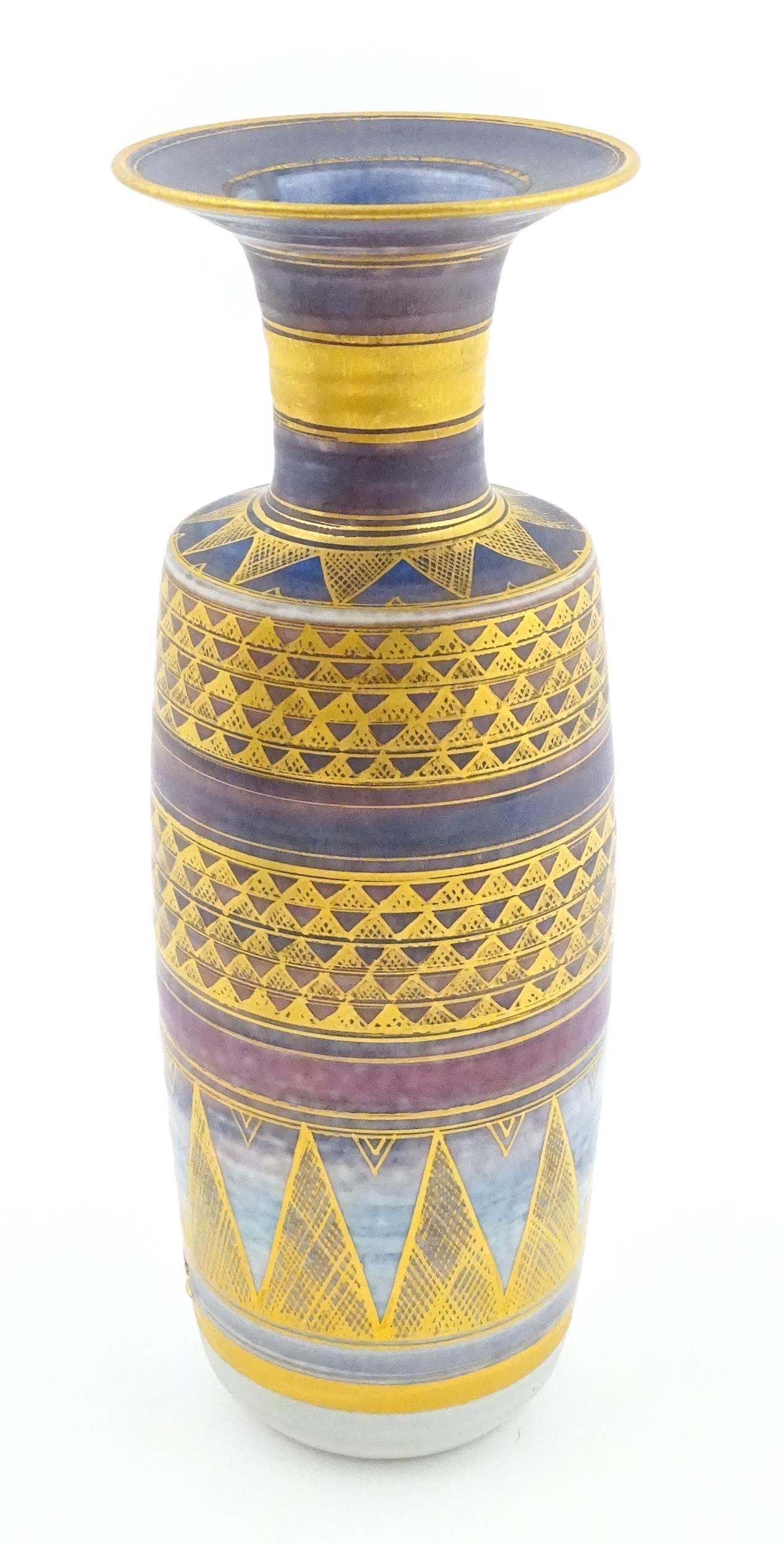 Mary Rich | A Mary Rich studio pottery vase with geometric detail (1994 ...