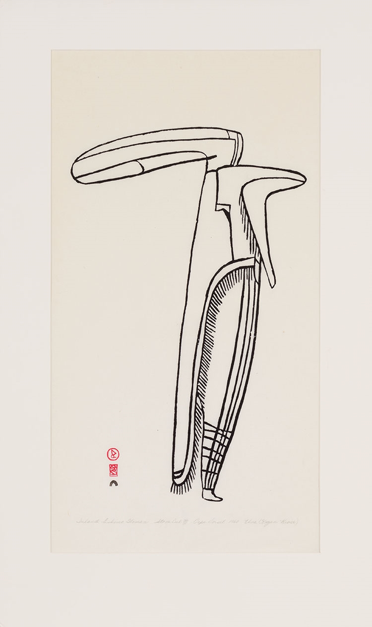 Artwork by Jessie Oonark, Inland Eskimo Woman, Made of stonecut on paper