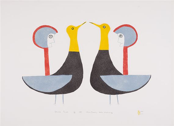 Golden Plovers by Jessie Oonark, dated 1985