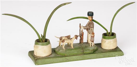 George D. Wolfskill | George Wolfskill carved and painted hunter with ...