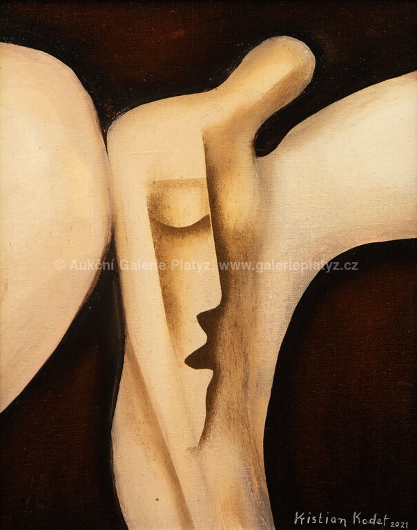 Artwork by Kristian Kodet, Námluvy, Made of oil on canvas mounted on cardboard