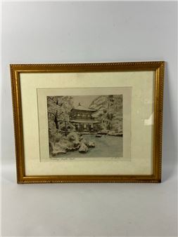 Willy Seiler Etching. Kinkakuji Temple Kyoto - Willy Seiler