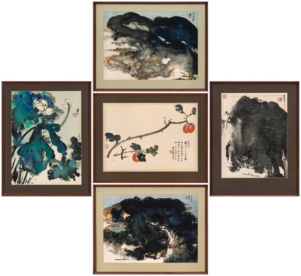 Artwork by Zhang Daqian, Five Lithographs, Made of lithographs