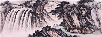 PINE, ROCKS AND WATERFALL - Song Meiling
