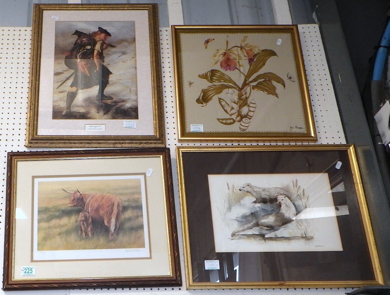 Artwork by Robert E. Fuller, A Robert Fuller limited edition print together with three other pictures