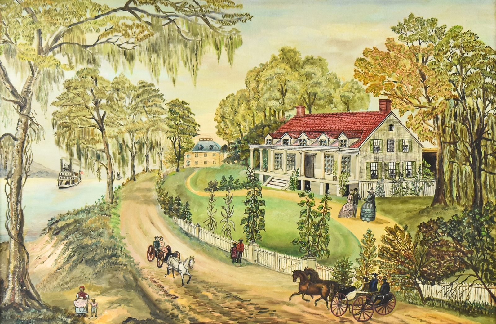 Artwork by E. L. Ott, A HOME ON THE MISSISSIPPI, Made of oil painting on canvas