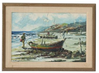 Onil de Mello (Born 1948) Brazilian, Oil on Canvas Impressionist Beach Landscape - Onil de Mello