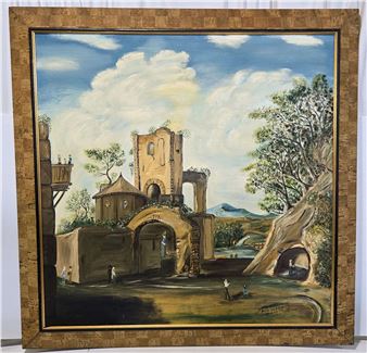 D) Wood framed painting by Rose Varela - Rose Varela