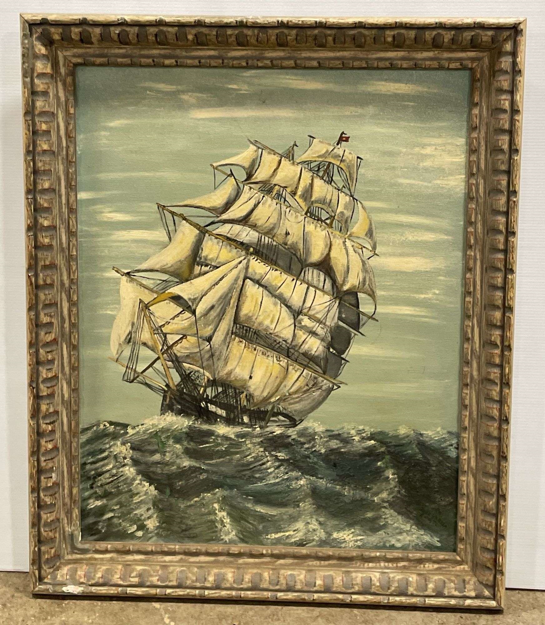 Artwork by Rose Varela, D) Rose Varela Sailboat Oil Painting 29 1/4” x 35 1/2, Made of Oil Painting