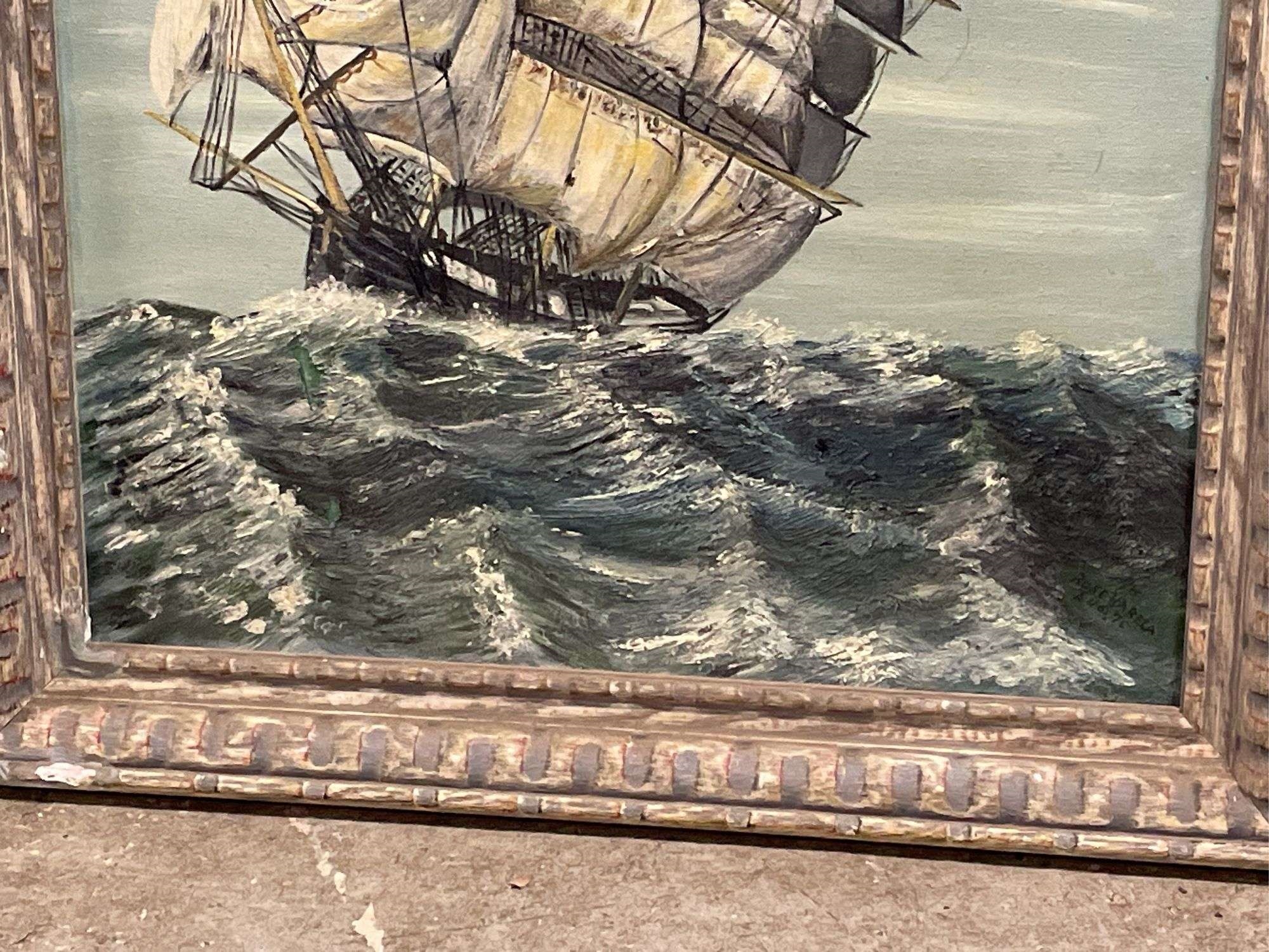 Artwork by Rose Varela, D) Rose Varela Sailboat Oil Painting 29 1/4” x 35 1/2, Made of Oil Painting