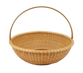 Signed Nantucket Woven Rattan Swing Handle Lightship Basket - Susan Chase Ottison