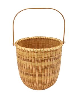 Signed Nantucket Woven Rattan Bucket Basket - Susan Chase Ottison