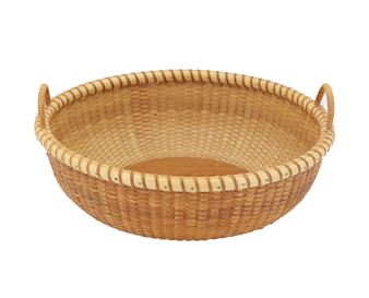 Signed Woven Rattan Nantucket Bowl Basket - Susan Chase Ottison