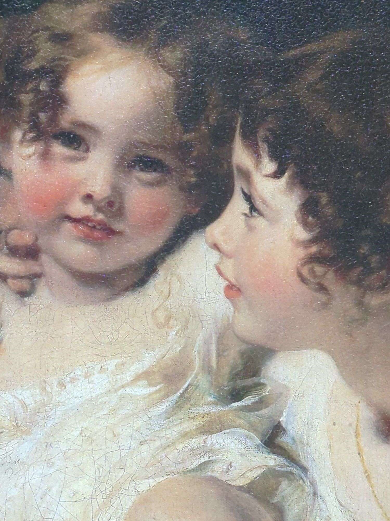 A romanticized portrait of two young figures in a classical painting.