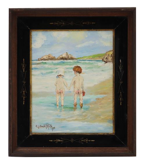 Children Wading at the Beach by William Relfe