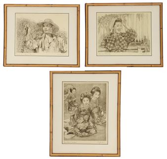 3) Willy Seiler (1903-1988) German, Figural Tinted Etching Prints - Willy Seiler