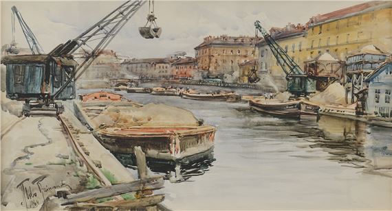 Aldo Raimondi | Milan, view of the dock (1964) | MutualArt