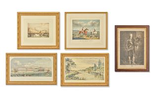 A selection of five prints acquired by the Downton Abbey Prop department - Henry Thomas Alken