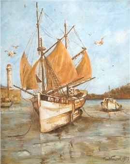 Harbour view with beached fishing boat - Tom Malone