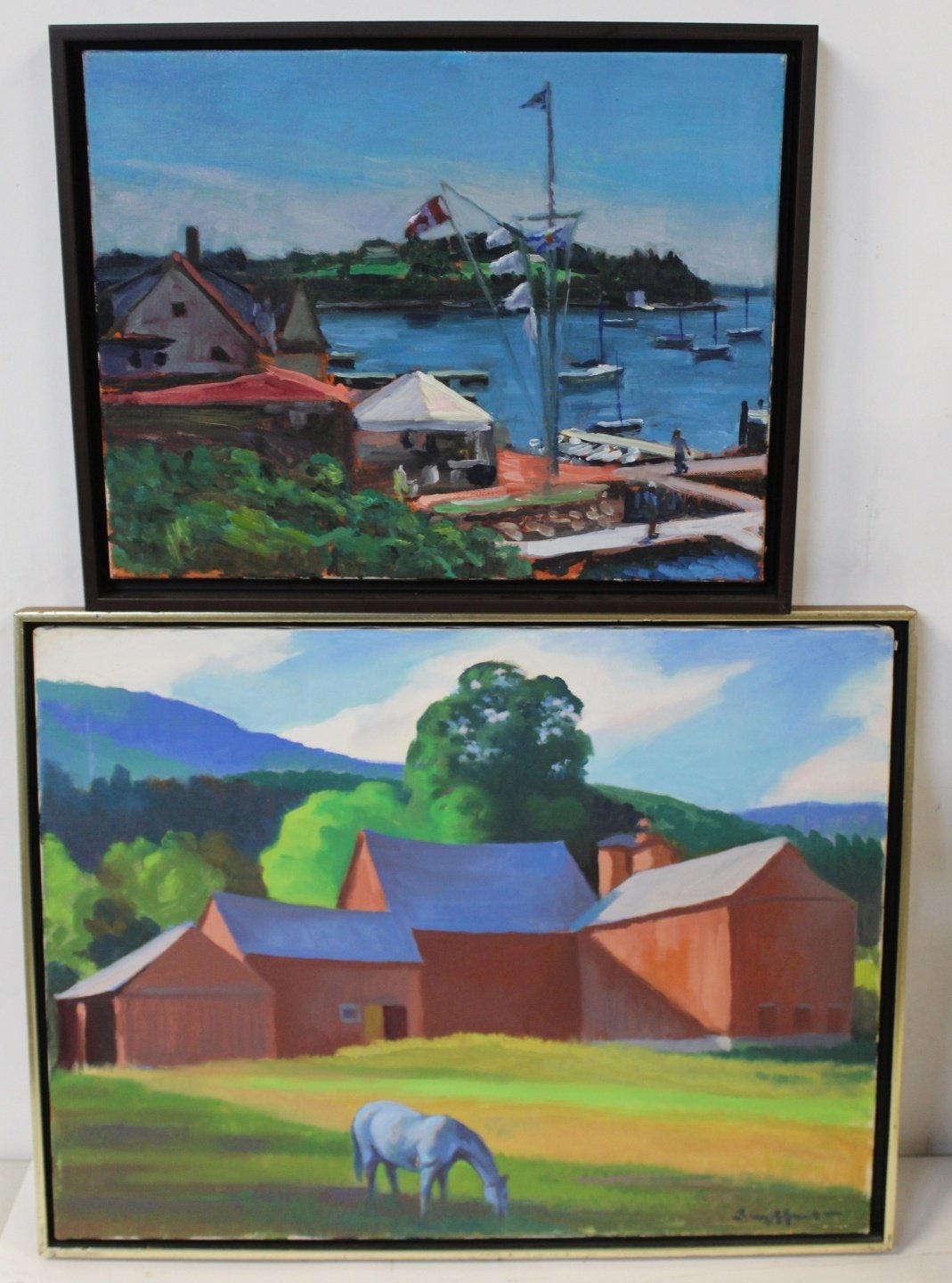 Artwork by Robert Seyffert, Chester yatch club; Horse at barn, Made of Oils on canvas