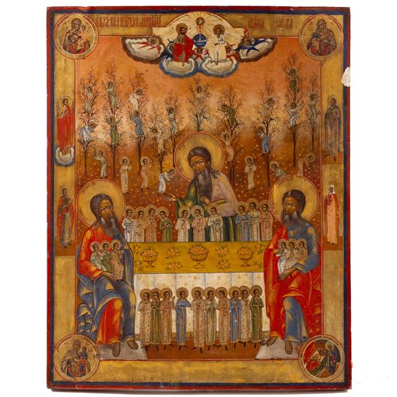 19th century Russian "Abraham's Bosom," icon by Russian School, 19th Century