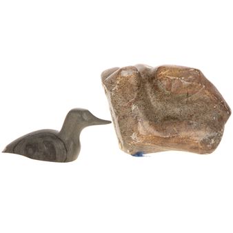 Two Inuit Carved Stone Sculptures - Moses Smith