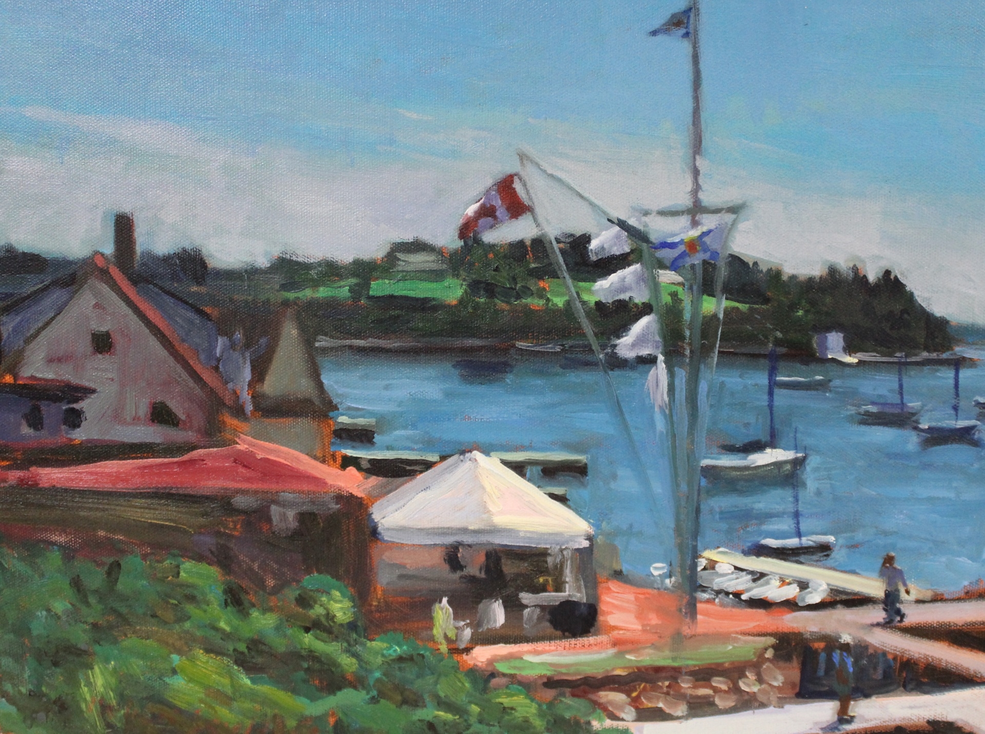 Artwork by Robert Seyffert, Chester yatch club; Horse at barn, Made of Oils on canvas