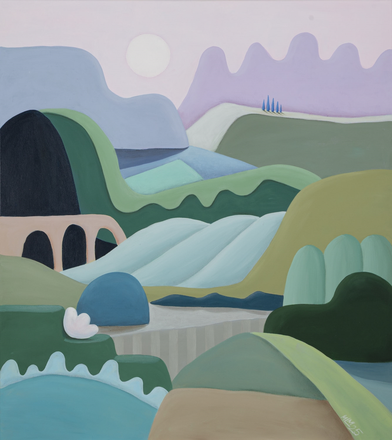 Artwork by Magdalena Magiera, Harmony" from the "Myland" series, Made of acrylic, pastel, crayon/canvas