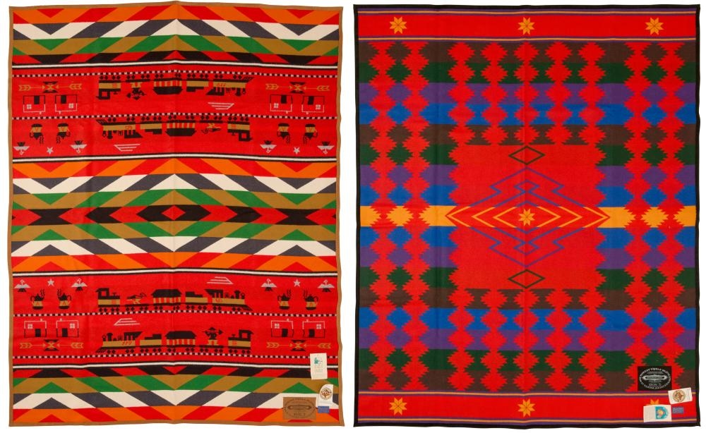 Artwork by Ramona Sakiestewa, Two Ramona Sakiestewa for Pendelton Limited Edition wool blankets, Made of wool/cotton