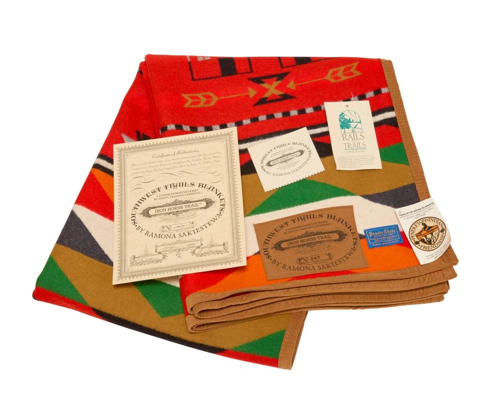 Artwork by Ramona Sakiestewa, Two Ramona Sakiestewa for Pendelton Limited Edition wool blankets, Made of wool/cotton