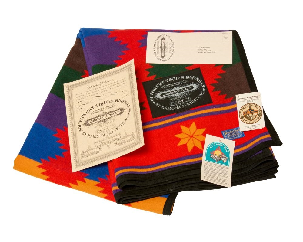 Artwork by Ramona Sakiestewa, Two Ramona Sakiestewa for Pendelton Limited Edition wool blankets, Made of wool/cotton