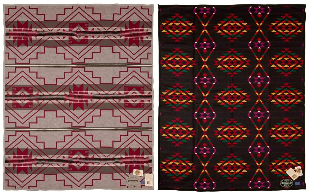 Artwork by Ramona Sakiestewa, Two Ramona Sakiestewa for Pendelton Limited Edition wool blankets, Made of wool/cotton