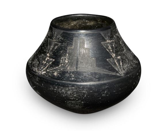 A blackware pottery jar by Maria Montoya Martinez, circa 1920-1925