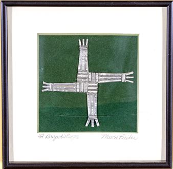 Marcie Preisler "St. Brigid's Cross" Mixed Media Metal On Paper - Marcie Preisler