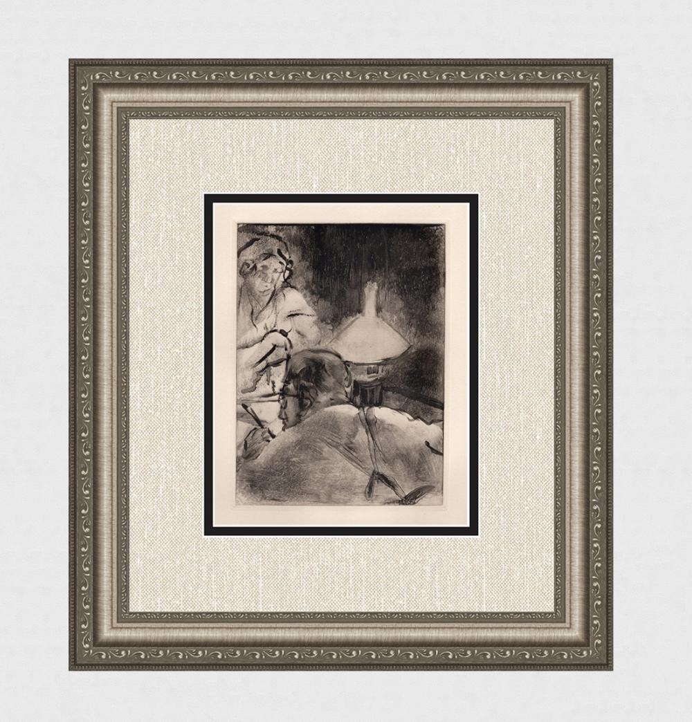 Artwork by Edgar Degas, The Reading Light, Made of Etching