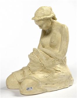 Femme enceinte agenouillée - Caroline Moxhon