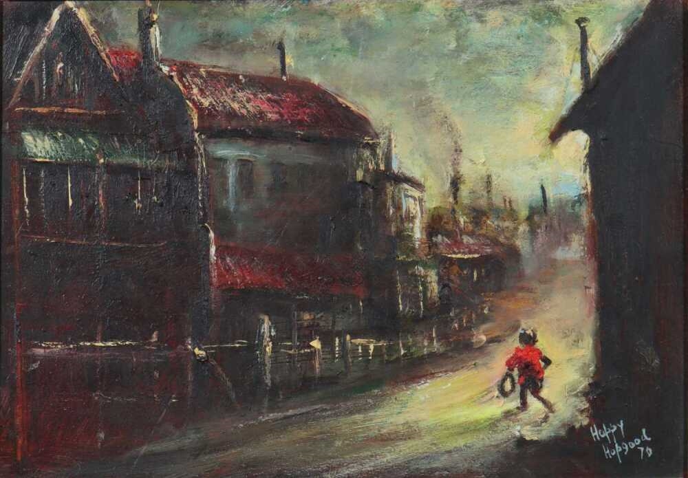 Artwork by Charles Edward Hopgood, Boy in Slums, Made of Oil on board