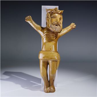 Rosa Ramalho Glazed Pottery Crucifix Figure - Rosa Ramalho