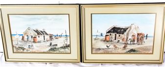 Two FISHERMAN COTTAGE watercolour - Lucille Kriegler