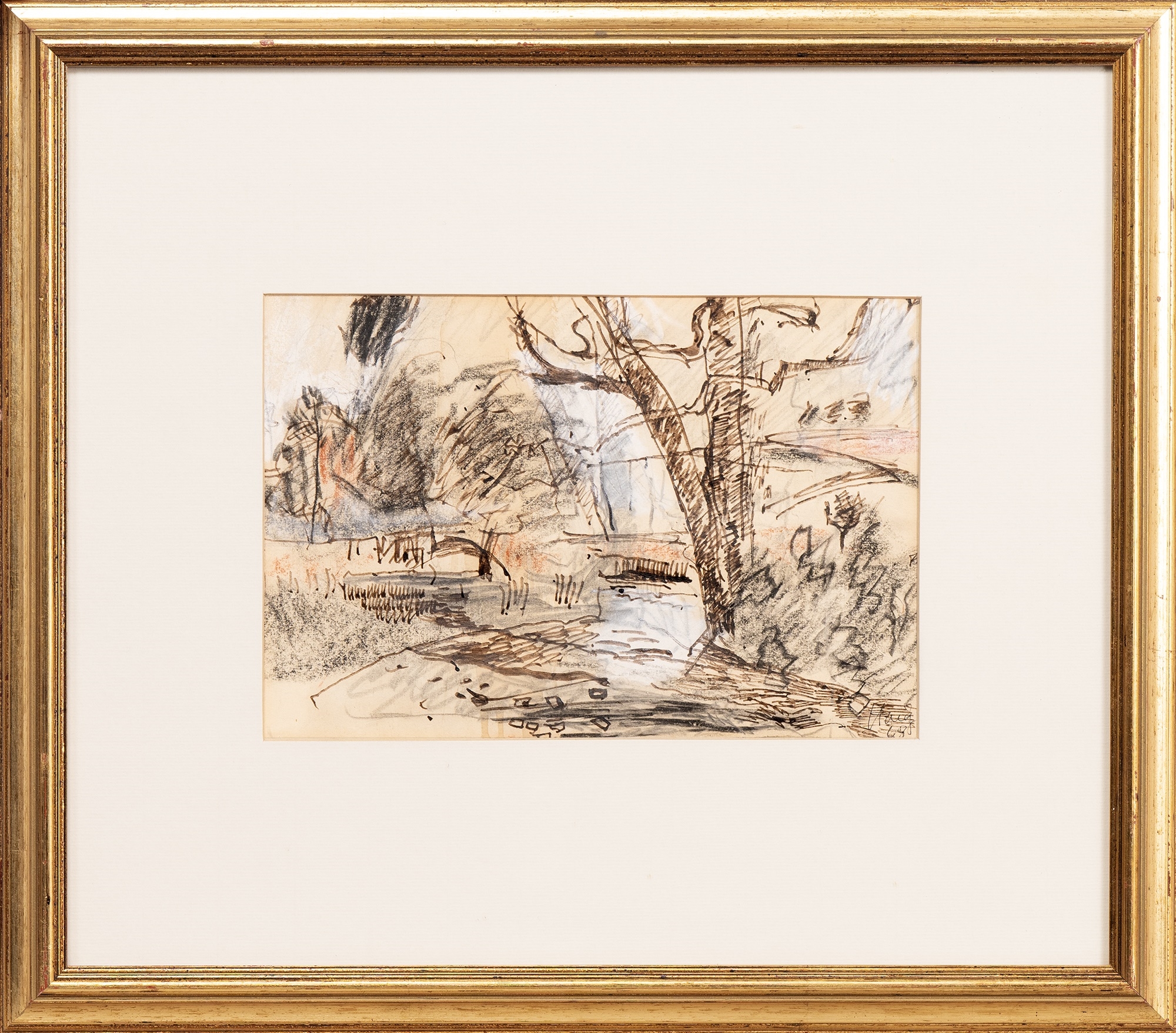 Artwork by Earl George Alexander Eugene Douglas Haig, RIVERBANK, Made of mixed media on paper