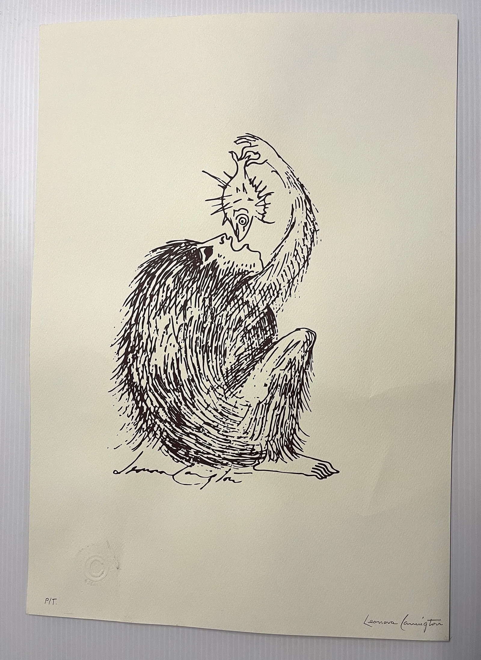 Artwork by Leonora Carrington, MONKEY EATING A FISH, Made of Etching
