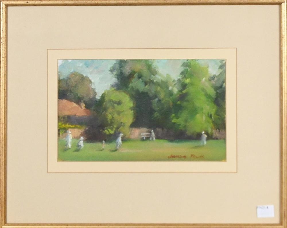 Artwork by Jacqueline Fowler, THE CRICKET MATCH, Made of Oil on canvas