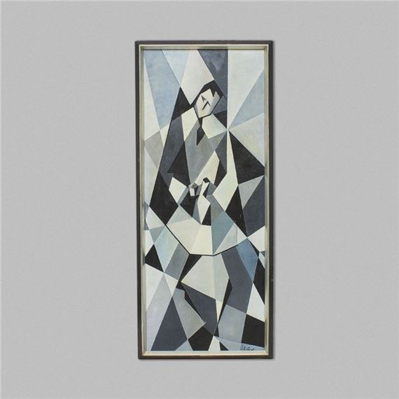 figur. Signerad. Olja på pannå by Anders Lind, August 18