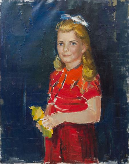 Portrait of a young girl by Harijs Veldre, 20th century