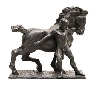 Willem Verbon (1921-2003), Boy stopping a horse - Verbon Willem