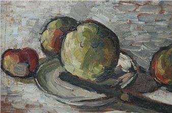 Still life with fruit on a plate and a knife - Else Berg