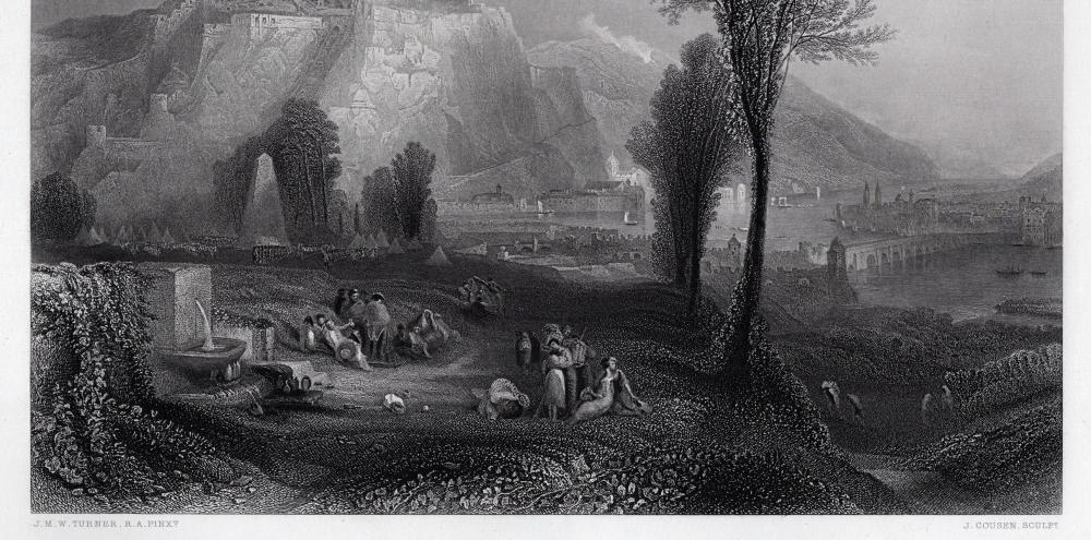 Artwork by Joseph Mallord William Turner, Bright Stone of Honor & Tomb of Marceau, Made of Antique Engraving On Wove Paper